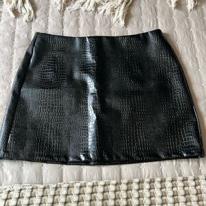 Faux Leather Snakeskin Embossed Miniskirt